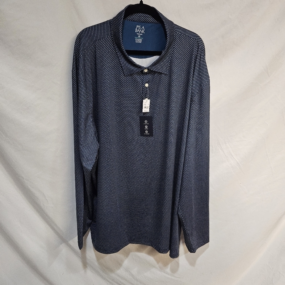 Jos.A.Bank Traveler Collection Tailored Fit Diagonal Dot Long Sleeve Polo- 4X